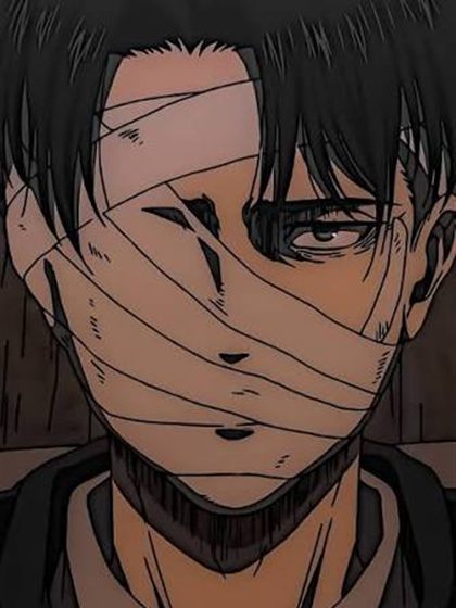 Levi with a bandaged face